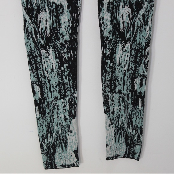 BCBGMAXAZRIA Silk Jacquard Leggings Aqua Cotton Blend Full Length Small S - Picture 6 of 12